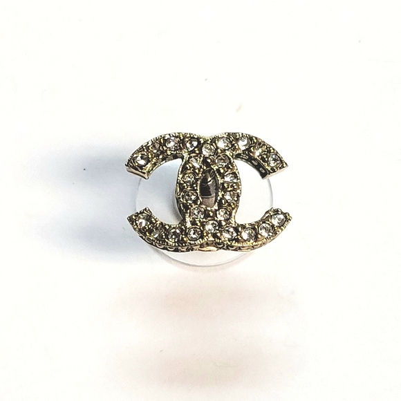 CHANEL Gold Crystal Rhinestone Classic Curvy Earrings - Picture 8 of 8